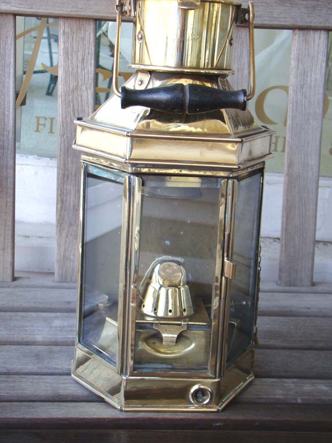 An English brass Cabin Lantern by Bulpitt & Co., dated 1941